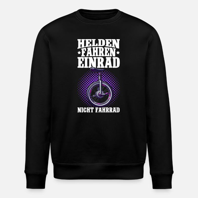 Heroes ride unicycles, not bicycles - Stanley/Stella ROLLER Unisex Organic Sweatshirt - black