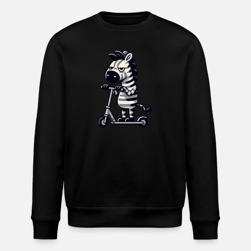 Zebra Kickroller Whimsical Funny Comic - Stanley/Stella ROLLER Unisex Organic Sweatshirt - black