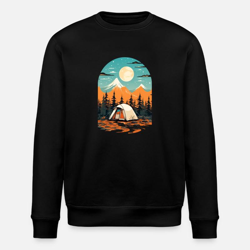 Retro Camping Design - Stanley/Stella ROLLER Unisex Organic Sweatshirt - black