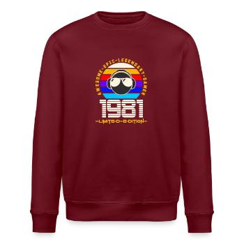 1981 - Sweat bio ROLLER Stanley/Stella Unisexe - bordeaux - Devant - Nik (191cm)