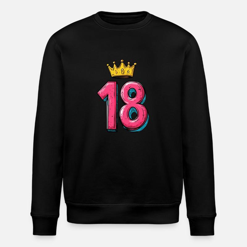 18 Zahl Krone - Stanley/Stella Unisex Bio-Sweatshirt ROLLER - Schwarz