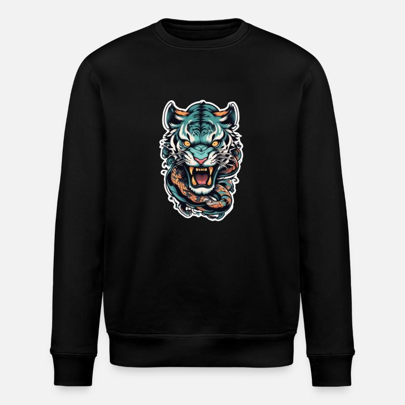Tiger Japanisches Tattoo - Stanley/Stella Unisex Bio-Sweatshirt ROLLER - Schwarz