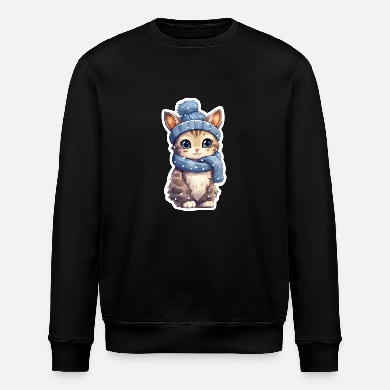 Chaton mignon dans la neige - Sweat bio ROLLER Stanley/Stella Unisexe - noir