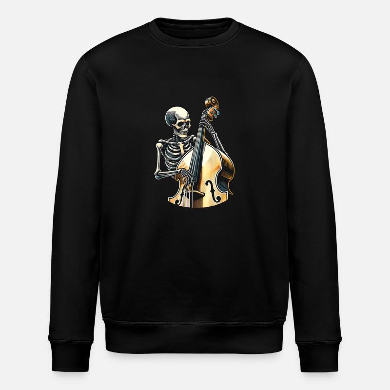 Skeleton plays double bass - Stanley/Stella ROLLER Unisex Organic Sweatshirt - black