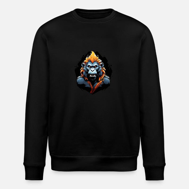wütender Pavian mit langen Zähnen - Stanley/Stella Unisex Bio-Sweatshirt ROLLER - Schwarz
