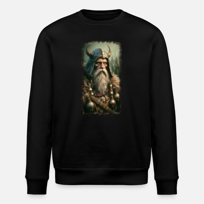 Mythischer Wikingerkrieger mit Hornhelm - Stanley/Stella Unisex Bio-Sweatshirt ROLLER - Schwarz