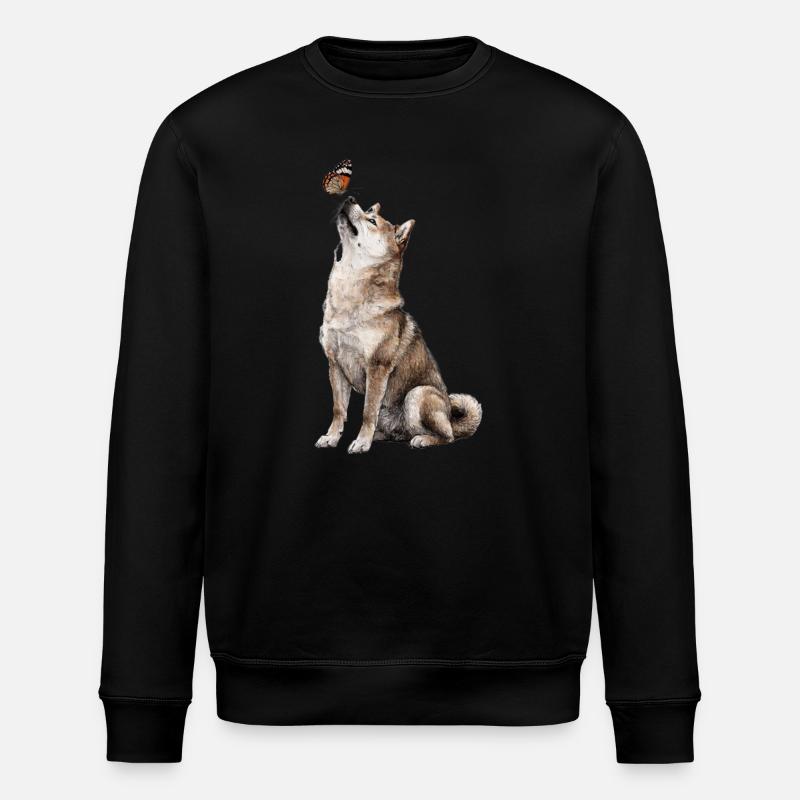 Chien loup avec motif papillon - Sweat bio ROLLER Stanley/Stella Unisexe - noir