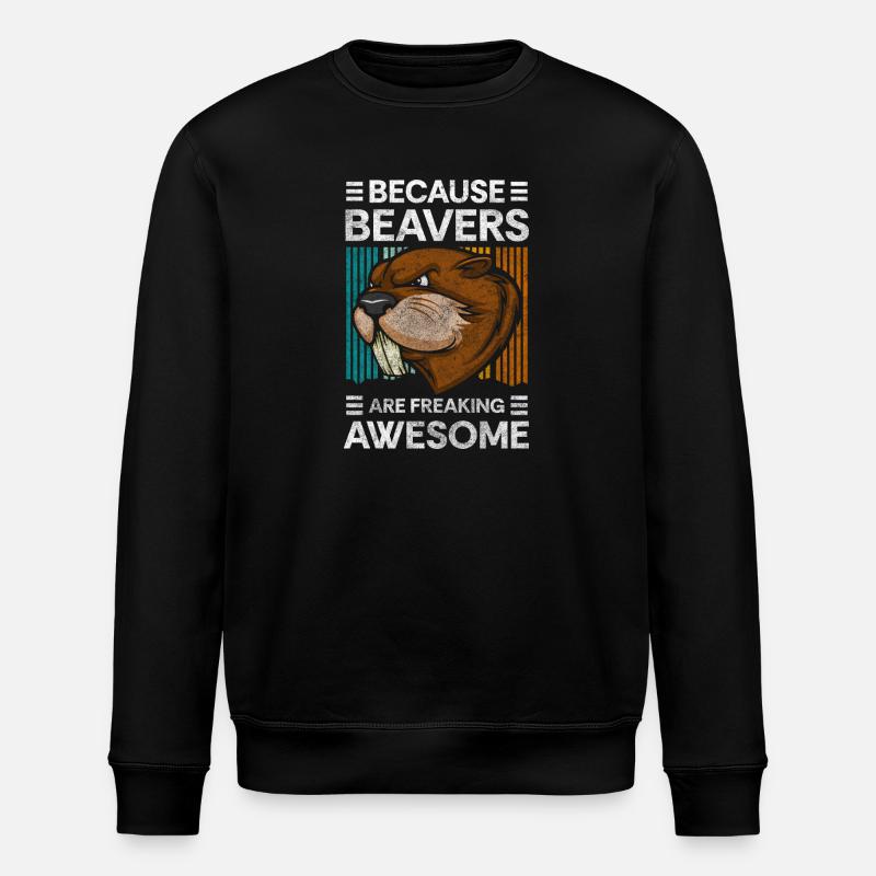 Beaver Dam Builder Nature - Stanley/Stella ROLLER Unisex Organic Sweatshirt - black