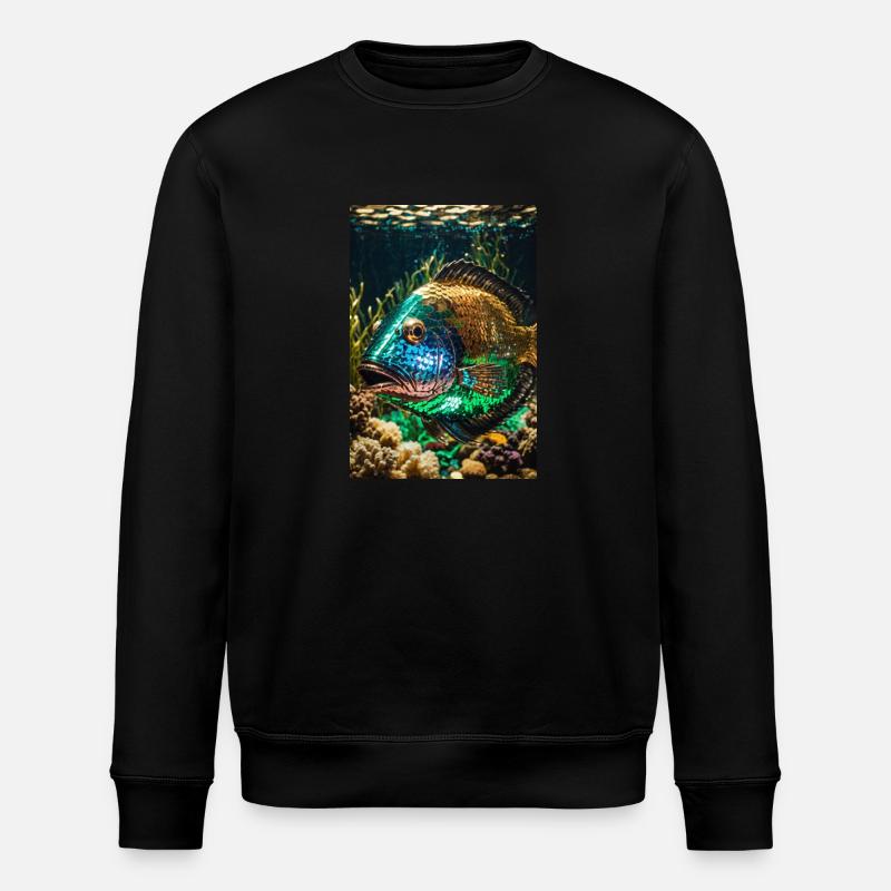 goldfischi,bunt,pailetten,fisch,metallisch - Stanley/Stella Unisex Bio-Sweatshirt ROLLER - Schwarz