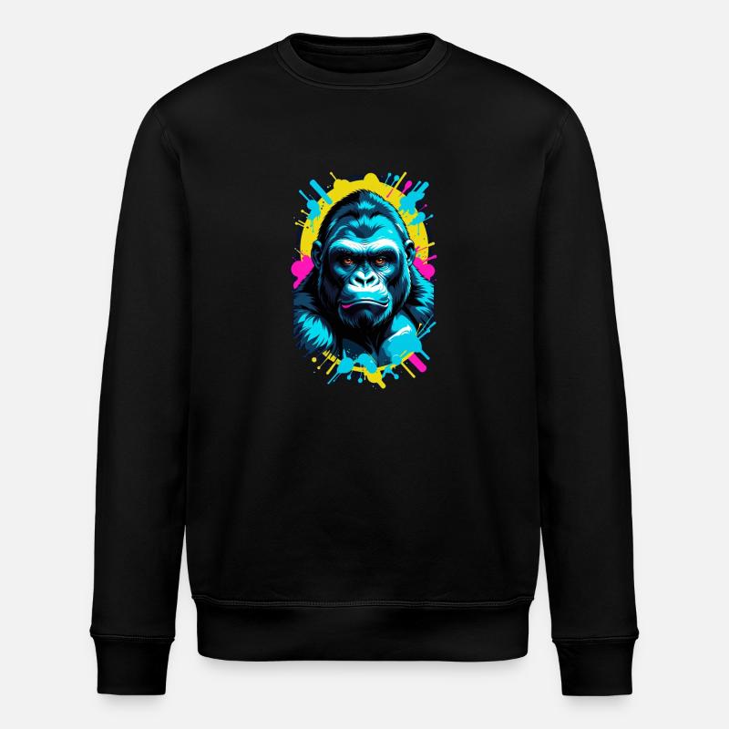 Gorilla mit Goldkette - Stanley/Stella Unisex Bio-Sweatshirt ROLLER - Schwarz