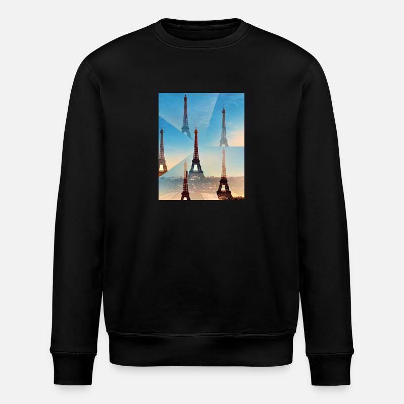 Eifelturm Frontsicht - Stanley/Stella Unisex Bio-Sweatshirt ROLLER - Schwarz