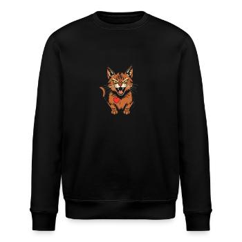 Anime Cat with heart Photo - Stanley/Stella Unisex Bio-Sweatshirt ROLLER - Schwarz - Vorne - Nik (191cm)