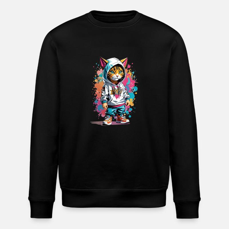 Graffiti Katze - Stanley/Stella Unisex Bio-Sweatshirt ROLLER - Schwarz