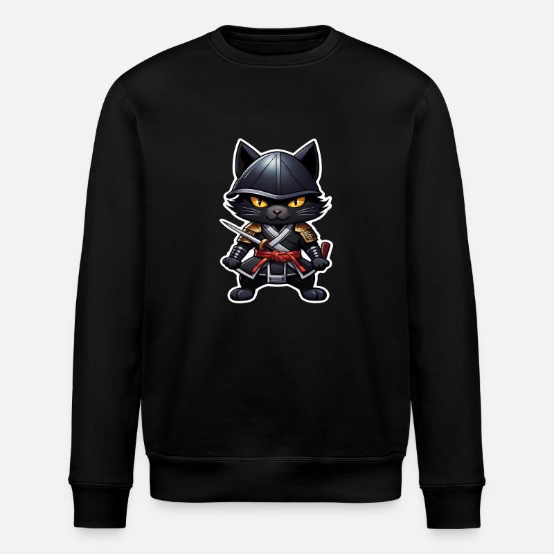 chat ninja - chaton samourai - Sweat bio ROLLER Stanley/Stella Unisexe - noir