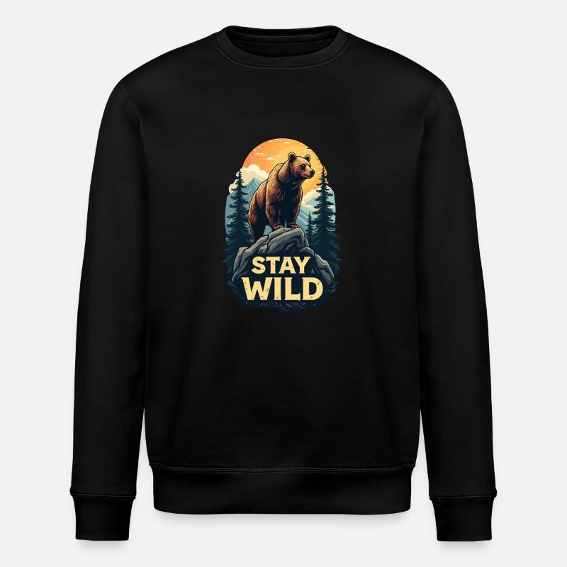 Ours Restez sauvage - Sweat bio ROLLER Stanley/Stella Unisexe - noir