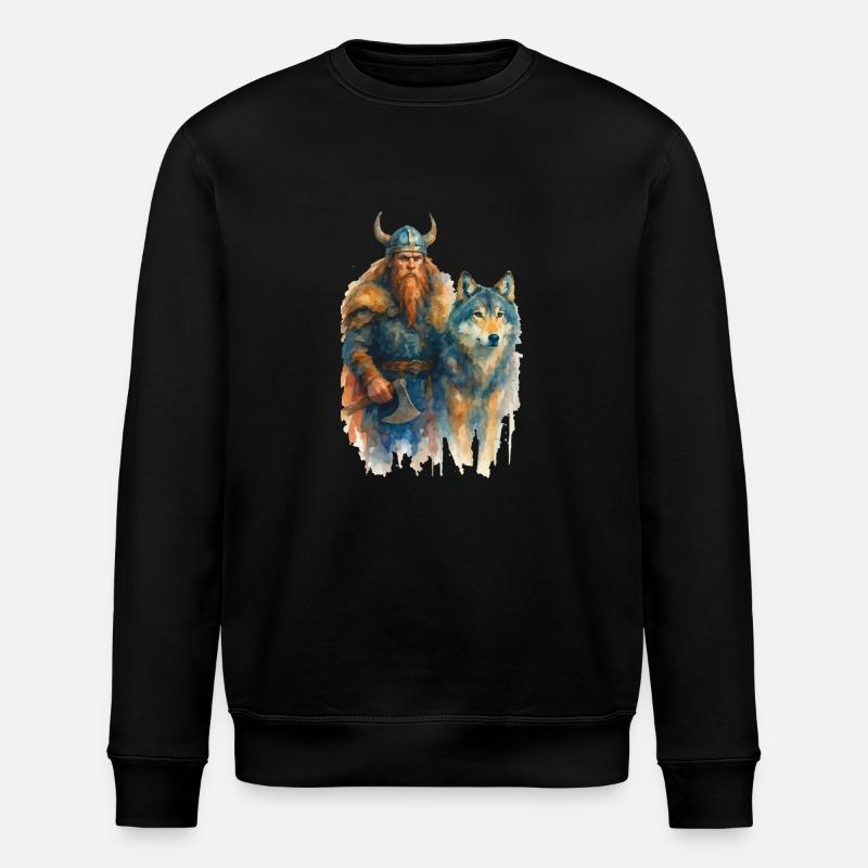 wikinger wolf - Stanley/Stella Unisex Bio-Sweatshirt ROLLER - Schwarz