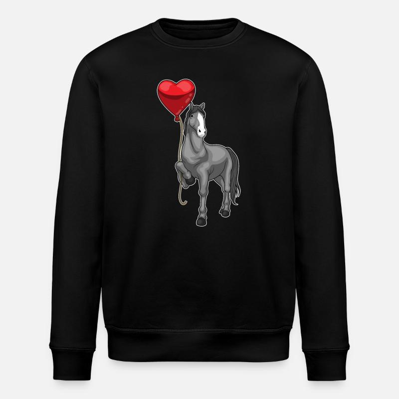 Pferd Herz Luftballon - Stanley/Stella Unisex Bio-Sweatshirt ROLLER - Schwarz