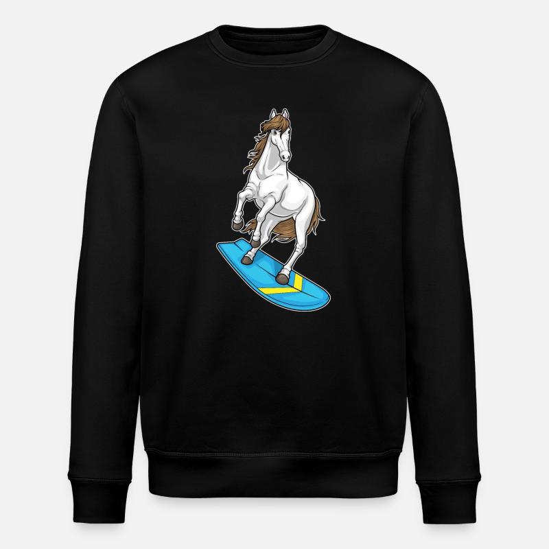 Pferd Surfen Surfbrett Sommer - Stanley/Stella Unisex Bio-Sweatshirt ROLLER - Schwarz