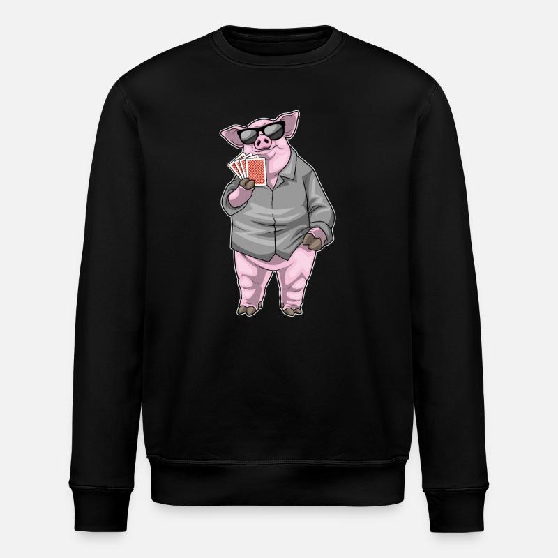 Schwein Poker Pokerkarten - Stanley/Stella Unisex Bio-Sweatshirt ROLLER - Schwarz