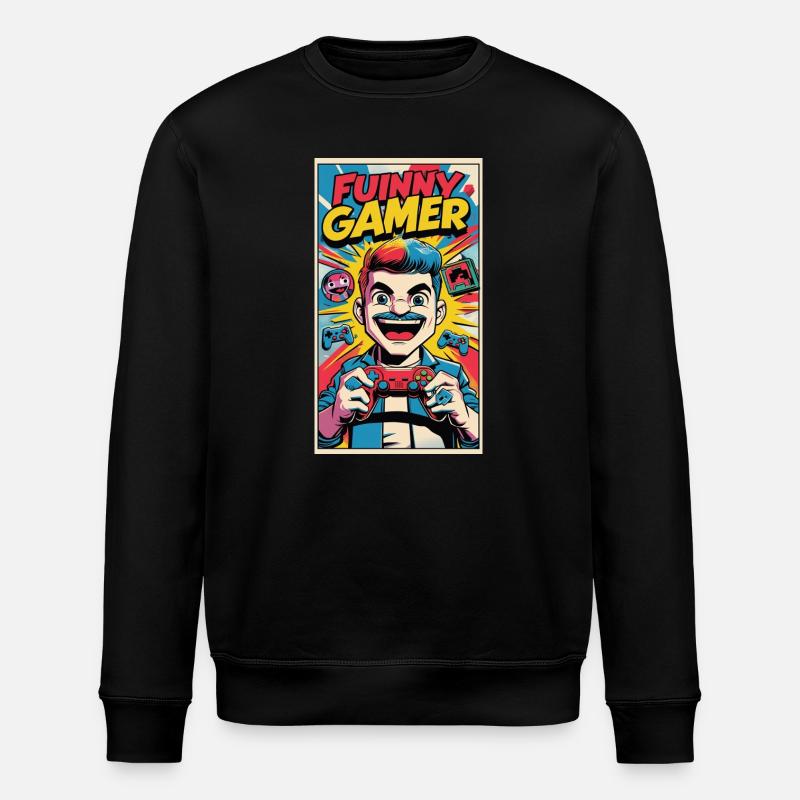 Lustiger Gamer Cartoon Design - Stanley/Stella Unisex Bio-Sweatshirt ROLLER - Schwarz