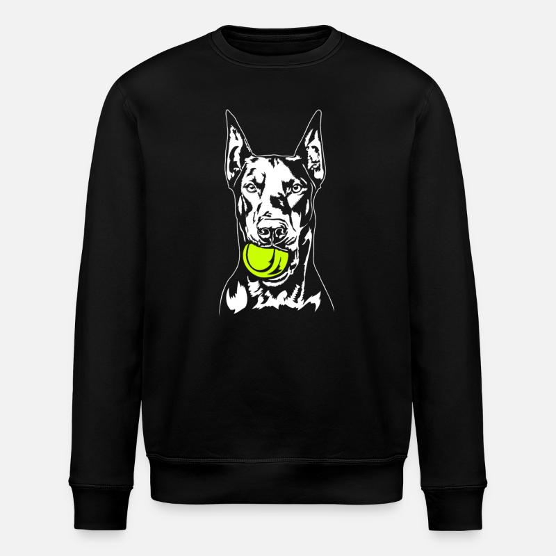 Dobermann Ball Balljunkie Hunde Wilsigns - Stanley/Stella Unisex Bio-Sweatshirt ROLLER - Schwarz