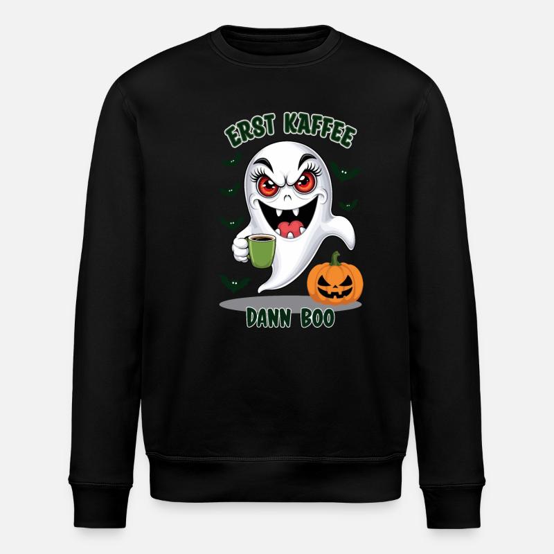 Böser Geist mit Kaffee - Stanley/Stella Unisex Bio-Sweatshirt ROLLER - Schwarz