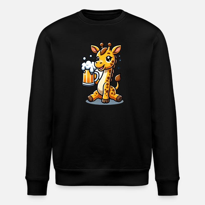 Cute Giraffe Drinking Beer 3 - Stanley/Stella Unisex Bio-Sweatshirt ROLLER - Schwarz