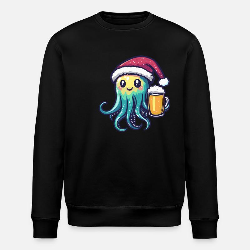 Qualle Weihnachten Bier - Stanley/Stella Unisex Bio-Sweatshirt ROLLER - Schwarz