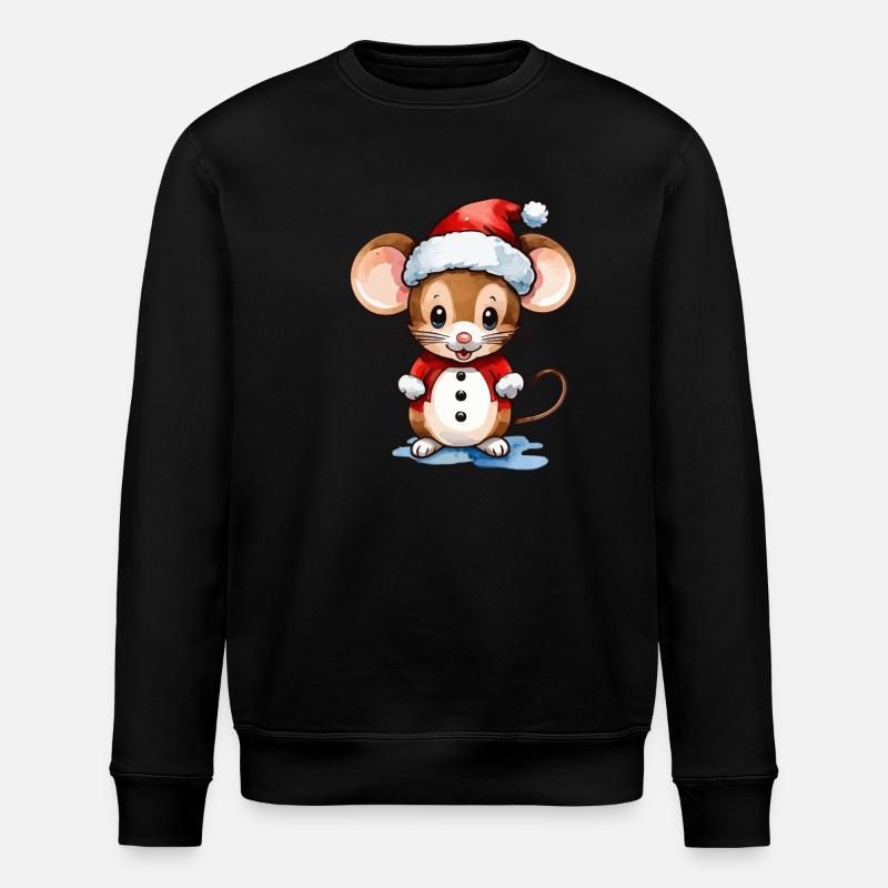 Mouse Christmas Drawing - Stanley/Stella ROLLER Unisex Organic Sweatshirt - black