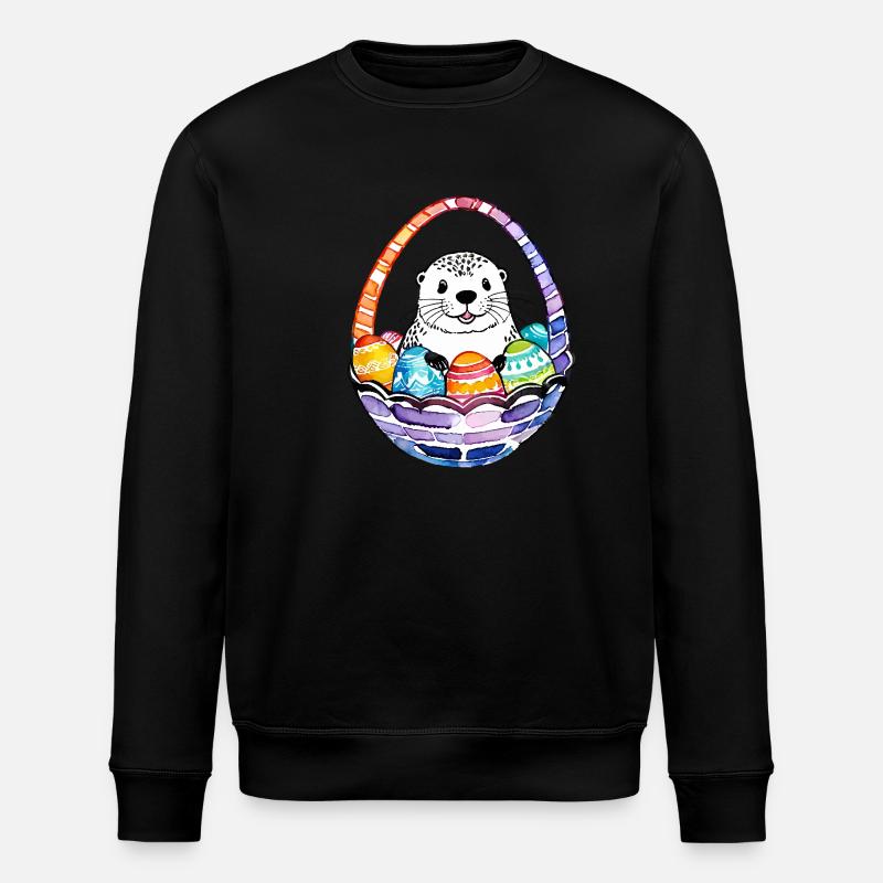 Loutre Aquarelle de Pâques - Sweat bio ROLLER Stanley/Stella Unisexe - noir