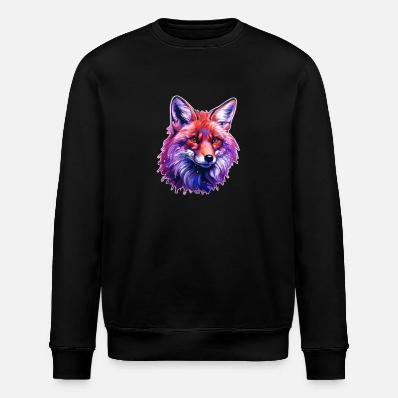 Bunter Fuchskopf - Stanley/Stella Unisex Bio-Sweatshirt ROLLER - Schwarz