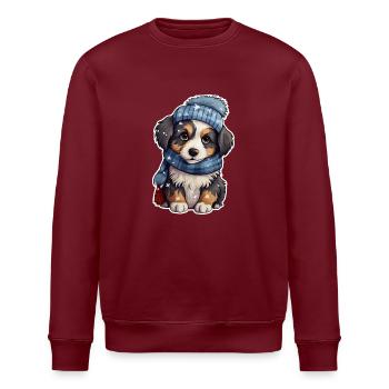 Süsser Welpe im Winter - Stanley/Stella Unisex Bio-Sweatshirt ROLLER - Burgunderrot - Vorne - Nik (191cm)