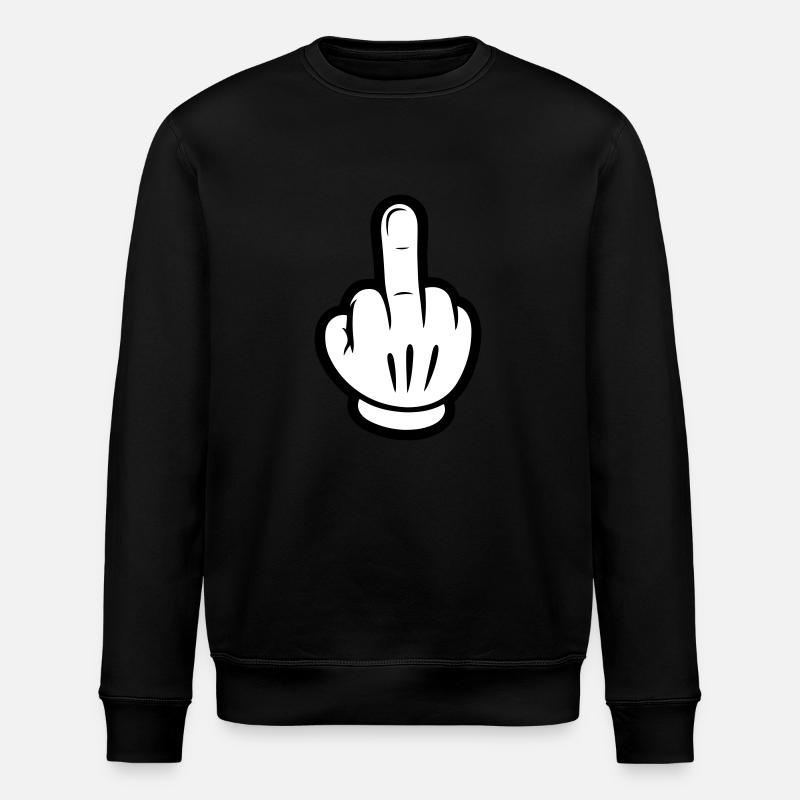 Middle Finger Comic Hand - Stanley/Stella ROLLER Unisex Organic Sweatshirt - black