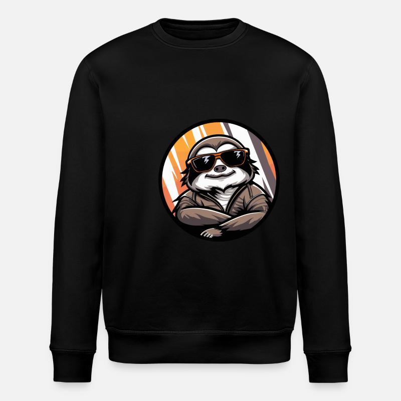 Sloth Cool Comic - Stanley/Stella ROLLER Unisex Organic Sweatshirt - black