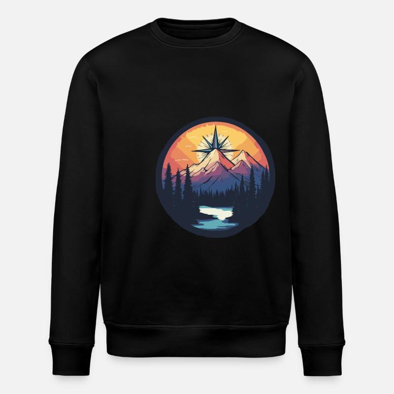 Mountains Compass - Stanley/Stella ROLLER Unisex Organic Sweatshirt - black