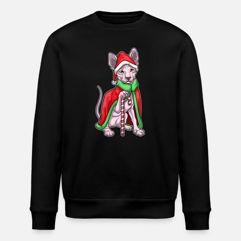 Sphynx Katze Weihnachten Zuckerstange - Stanley/Stella Unisex Bio-Sweatshirt ROLLER - Schwarz