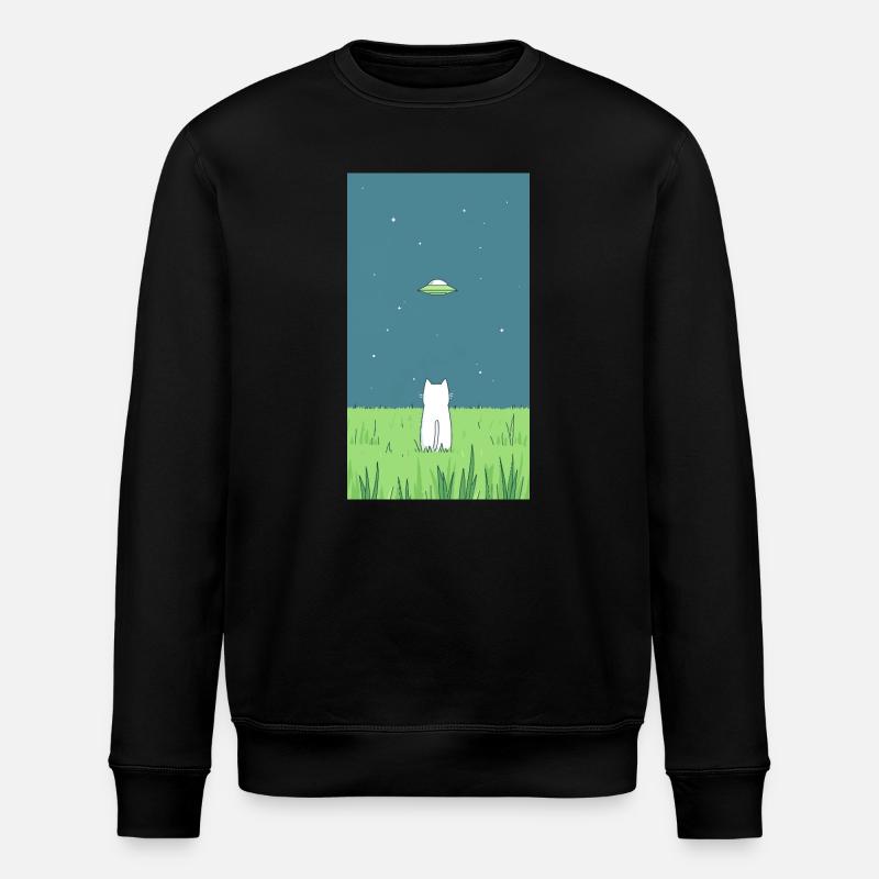 Katze und Ufo - Stanley/Stella Unisex Bio-Sweatshirt ROLLER - Schwarz