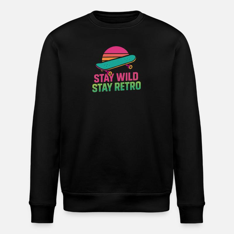 Stay Wild Retro Skate - Stanley/Stella Unisex Bio-Sweatshirt ROLLER - Schwarz