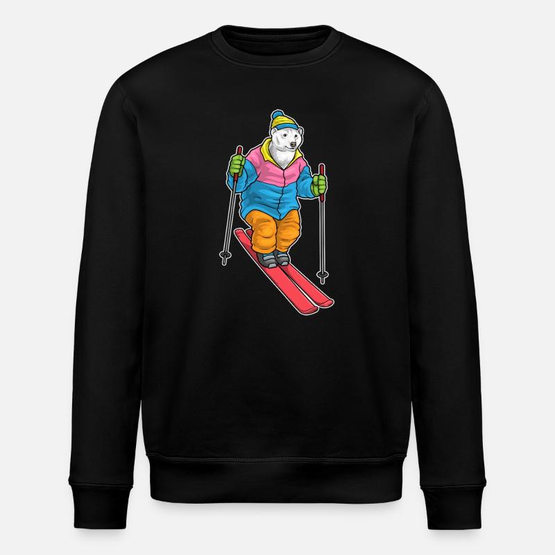 Eisbär Skifahrer Ski Wintersport - Stanley/Stella Unisex Bio-Sweatshirt ROLLER - Schwarz