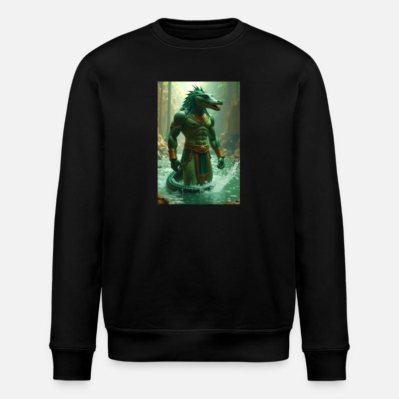 Sobek, crocodile-headed godin the Nil - Stanley/Stella ROLLER Unisex Organic Sweatshirt - black
