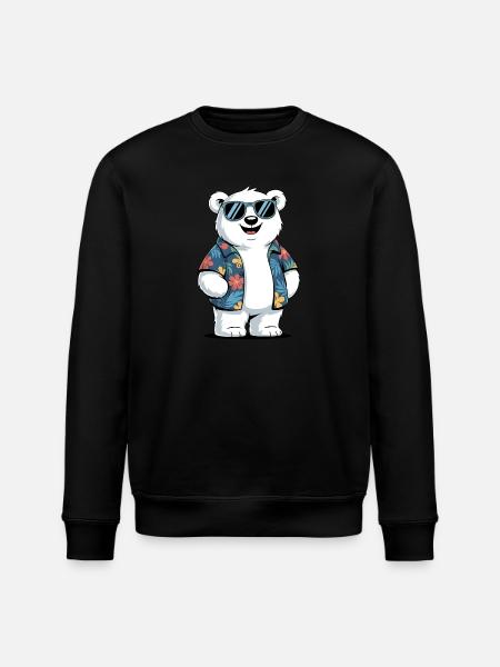 Funny Summer Polar Bear - Stanley/Stella ROLLER Unisex Organic Sweatshirt - black
