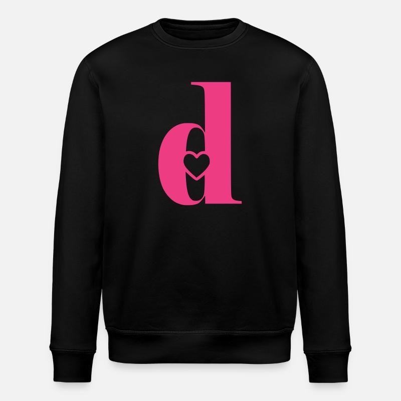 Buchstabe d Anfangsbuchstabe mit Herz - Stanley/Stella Unisex Bio-Sweatshirt ROLLER - Schwarz