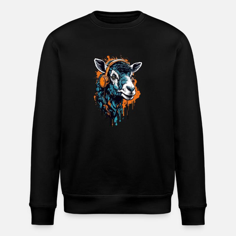 Sheep with Headphones - Stanley/Stella Unisex Bio-Sweatshirt ROLLER - Schwarz
