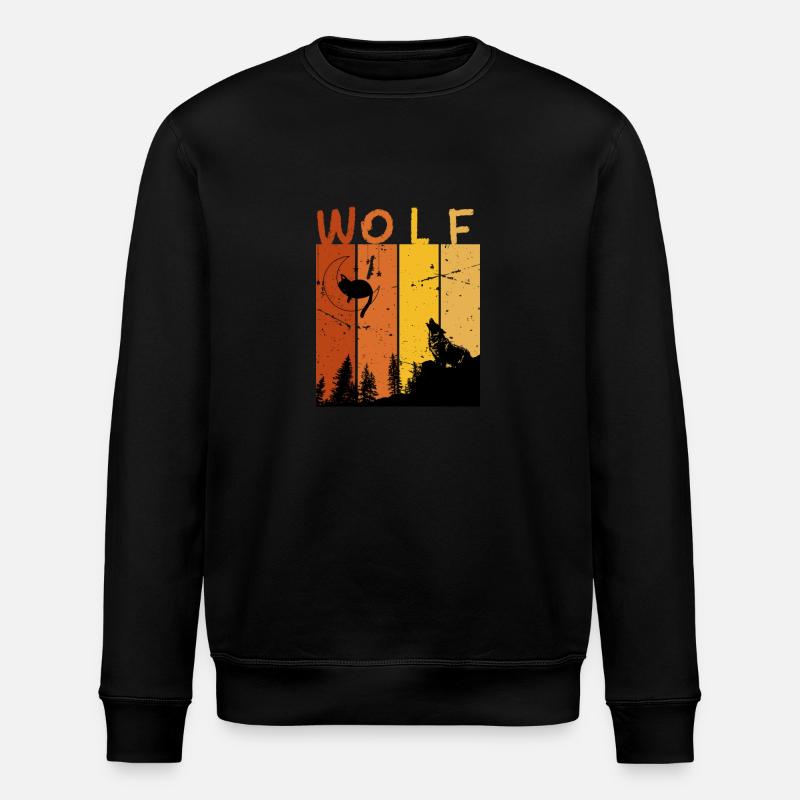 Retro-Wolf - Stanley/Stella Unisex Bio-Sweatshirt ROLLER - Schwarz