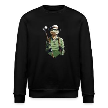 Krokodil Golfer Golfspieler Streetwear Design - Stanley/Stella Unisex Bio-Sweatshirt ROLLER - Schwarz - Vorne - Nik (191cm)