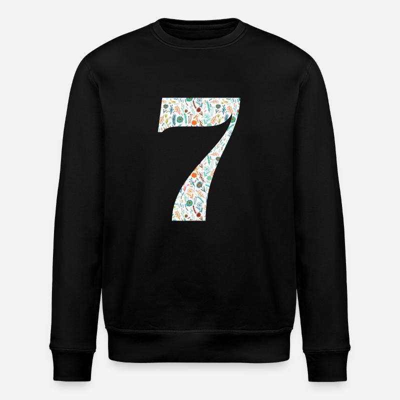 7th Floral Anniversary - Stanley/Stella ROLLER Unisex Organic Sweatshirt - black