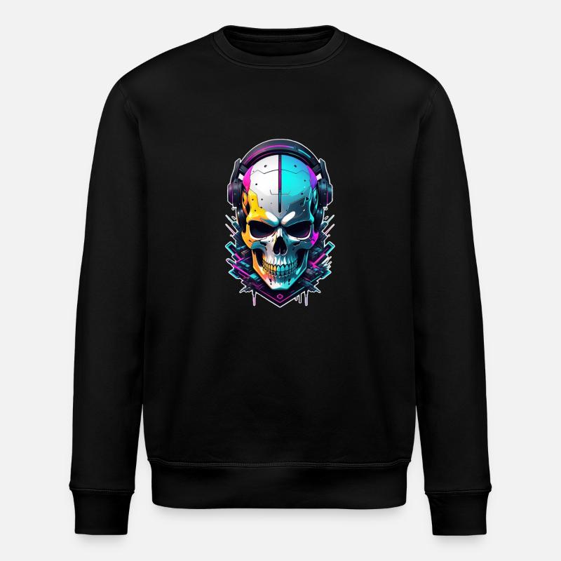 Totenkopf Steampunk Neon - Stanley/Stella Unisex Bio-Sweatshirt ROLLER - Schwarz