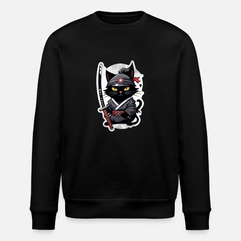 chat ninja - chaton samourai - Sweat bio ROLLER Stanley/Stella Unisexe - noir