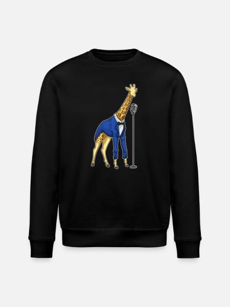 Giraffe Singer Microphone Singing - Stanley/Stella ROLLER Unisex Organic Sweatshirt - black