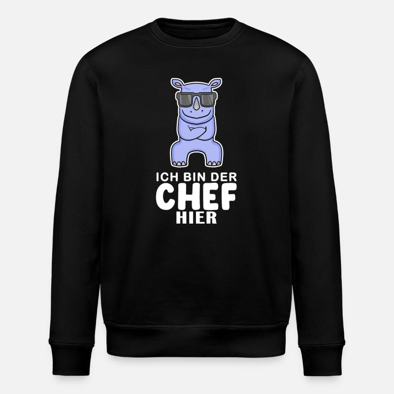 Chef Spruch mit Nashorn Motiv - Stanley/Stella Unisex Bio-Sweatshirt ROLLER - Schwarz